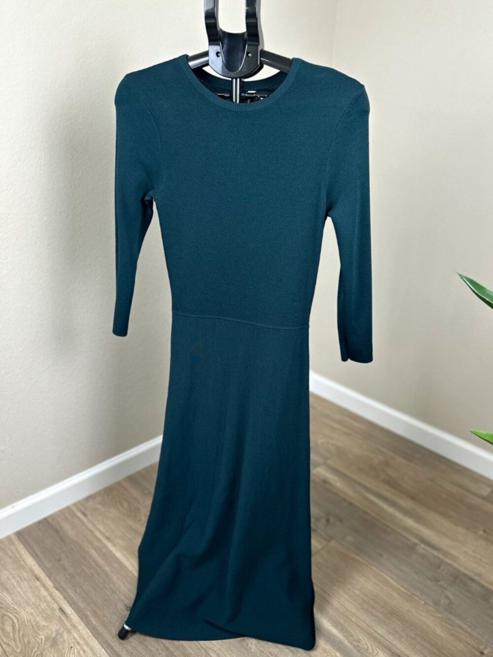 Eliza J Women’s Size M Green Knit A-Line Long Dress 3/4 Sleeve
